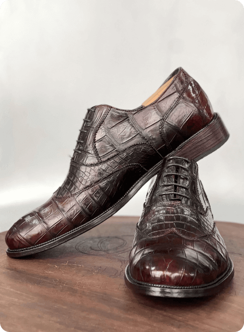 туфли RR Collection коричневые из кожи крокодила