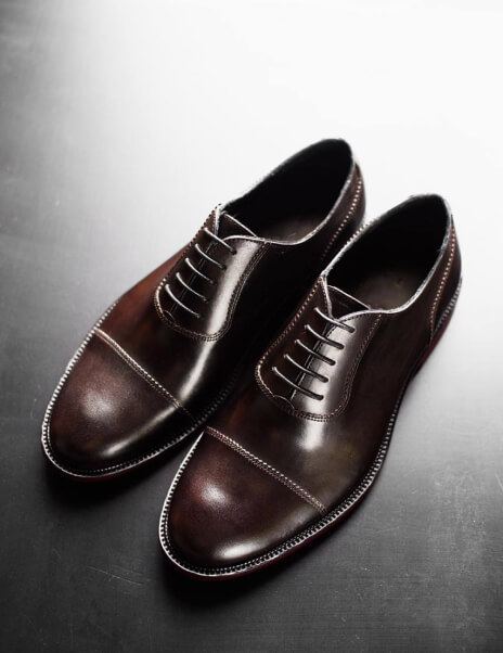 кожаные темно-коричневые туфли ручной работы